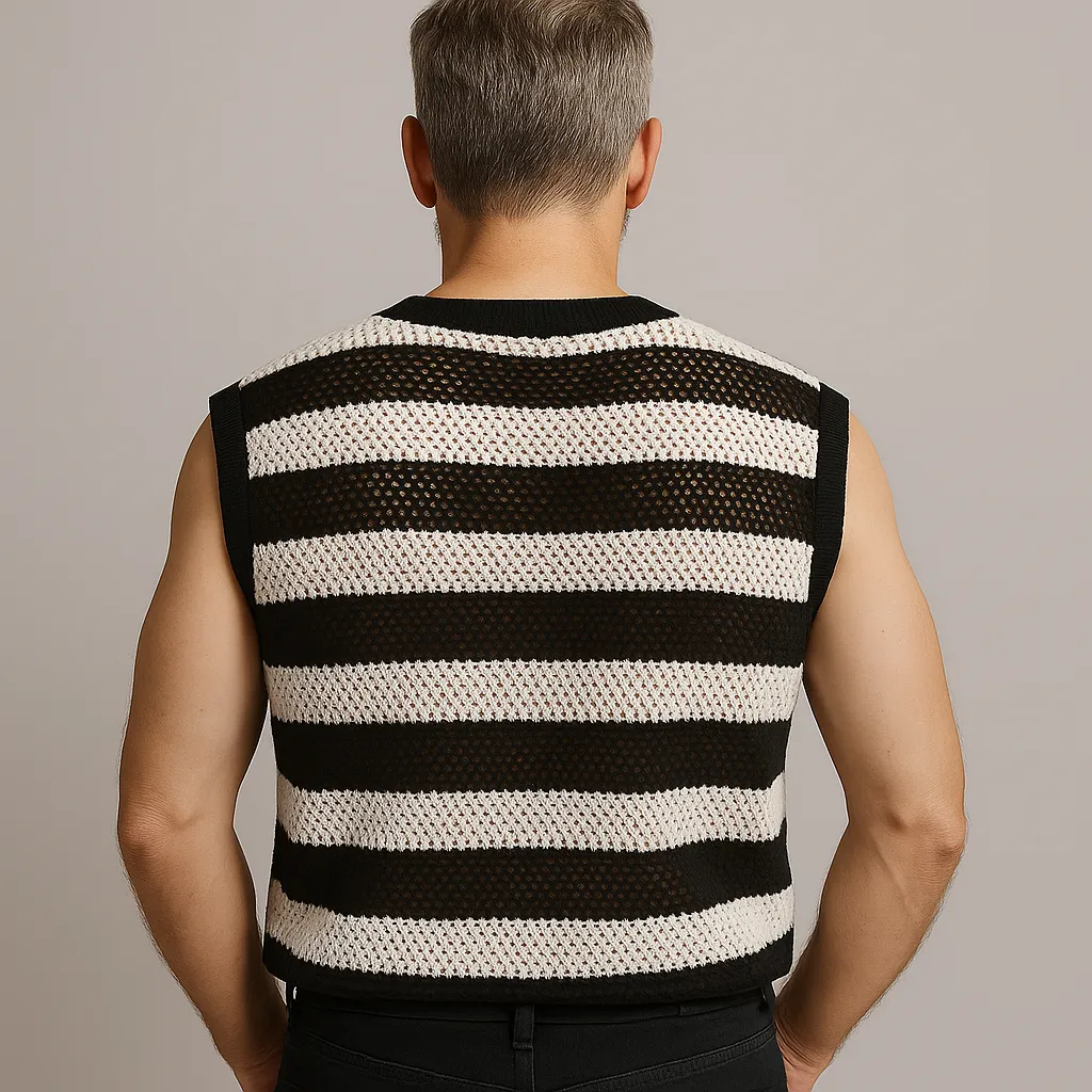 Men's Summer Fashion Simple Striped Knitted Tank Top MTA2098E7P sold by Manly product image thumbnail 3