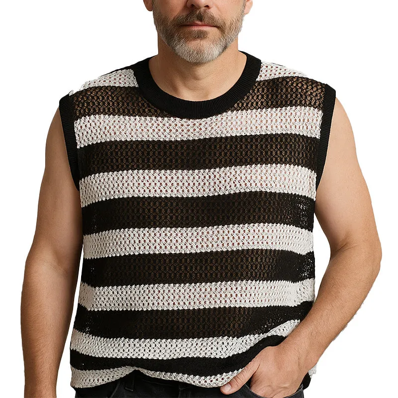 Men's Summer Fashion Simple Striped Knitted Tank Top MTA2098E7P sold by Manly