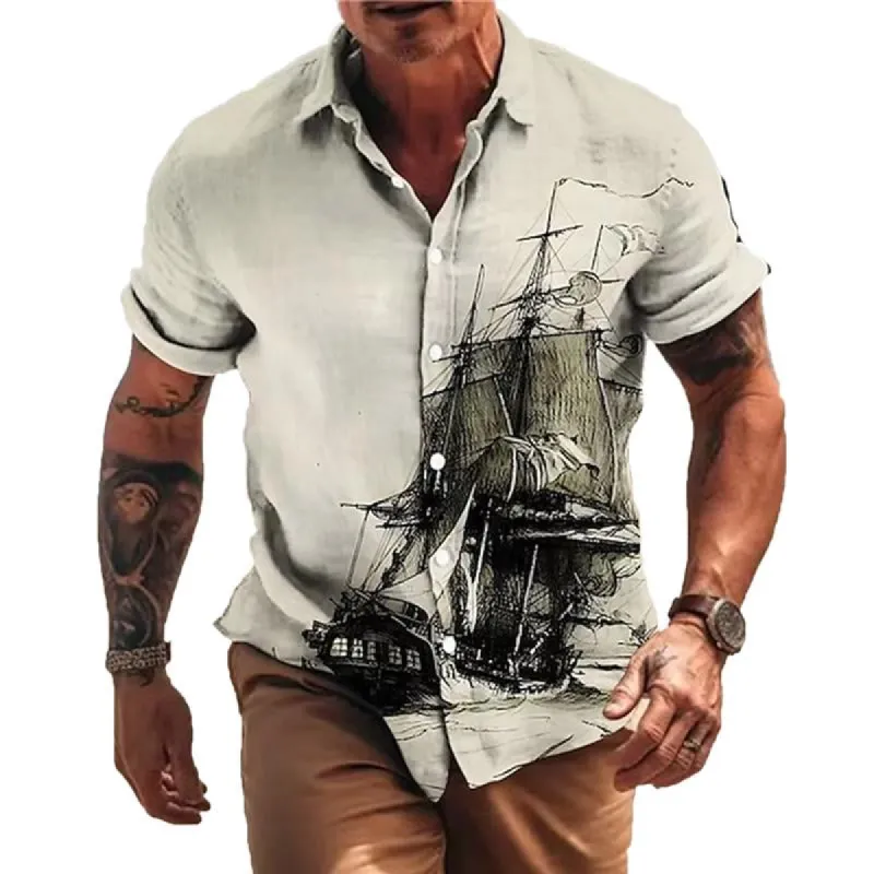 Men's Hawaiian Short Sleeve Printed Lapel Shirt 15013171X sold by Manly