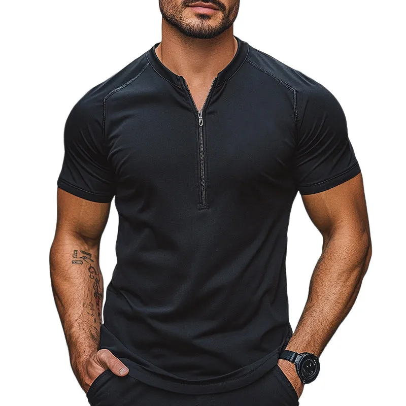 Men's Quick-Drying Casual Short-Sleeved Zipper T-Shirt MTA2419E3X sold by Manly