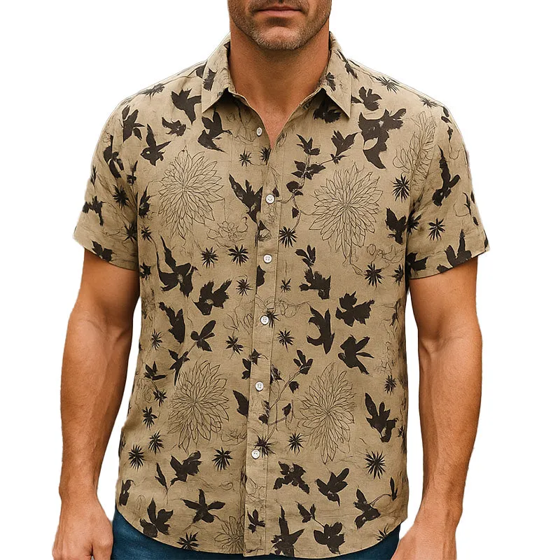 Men's Summer Fashion Printed Linen Blend Short Sleeve Shirt MTA2429E3P sold by Manly