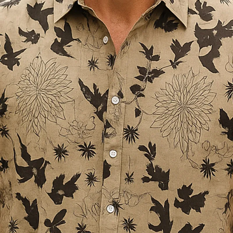 Men's Summer Fashion Printed Linen Blend Short Sleeve Shirt MTA2429E3P sold by Manly product image thumbnail 3
