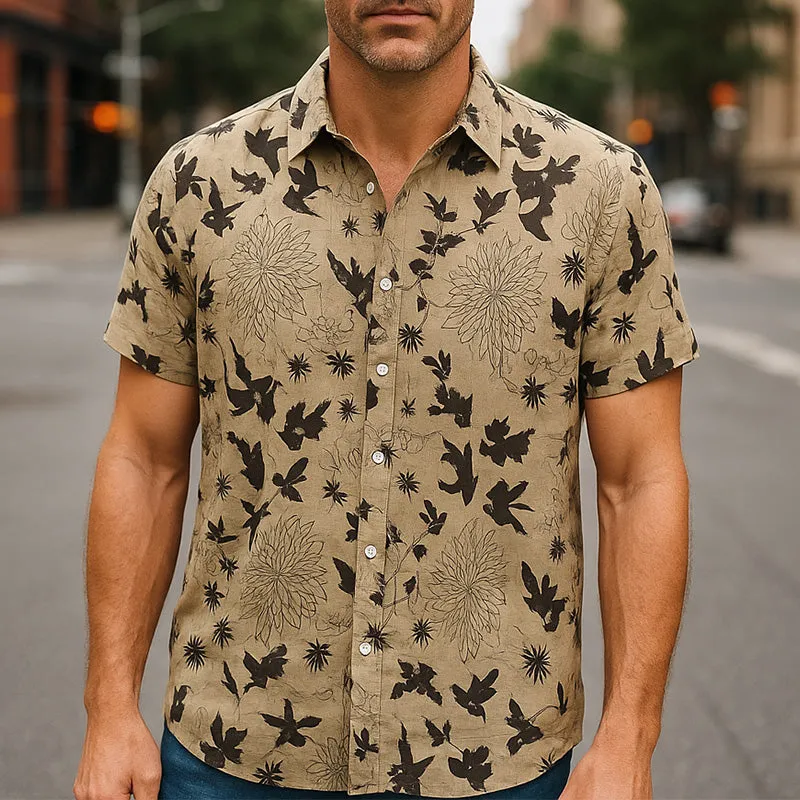 Men's Summer Fashion Printed Linen Blend Short Sleeve Shirt MTA2429E3P sold by Manly product image thumbnail 2