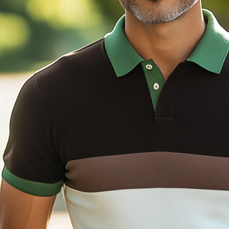 Men's Summer Classic Colorblock Polo Neck Knitted Short Sleeve T-Shirt MTA2419E5U sold by Manly product image thumbnail 3