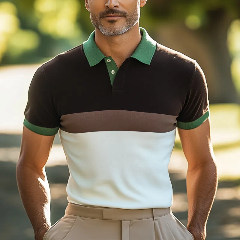 Men's Summer Classic Colorblock Polo Neck Knitted Short Sleeve T-Shirt MTA2419E5U sold by Manly product image thumbnail 2