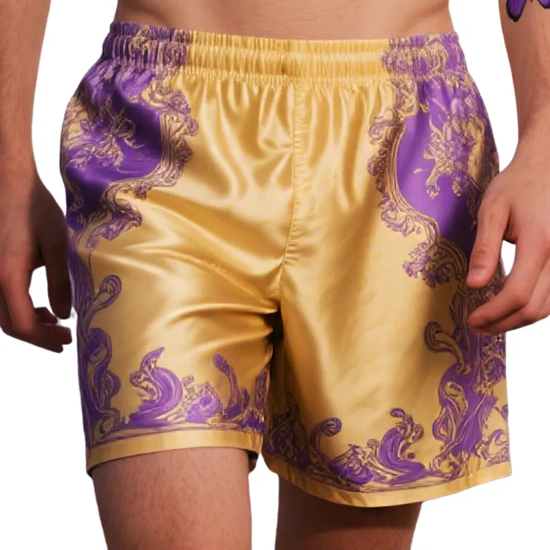 Men's Retro Palace Style Printed Satin Shorts MTA2214E5TO sold by Manly