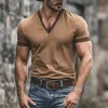Men's Retro Casual Cotton Colorblock Washed V-Neck Short Sleeve T-Shirt MTA2207E9TO sold by Manly