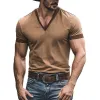 Men's Retro Casual Cotton Colorblock Washed V-Neck Short Sleeve T-Shirt MTA2207E9TO sold by Manly