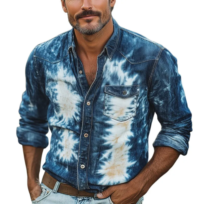 Men's Fashion Printed Button Long Sleeve Shirt MTA2395E0U sold by Manly