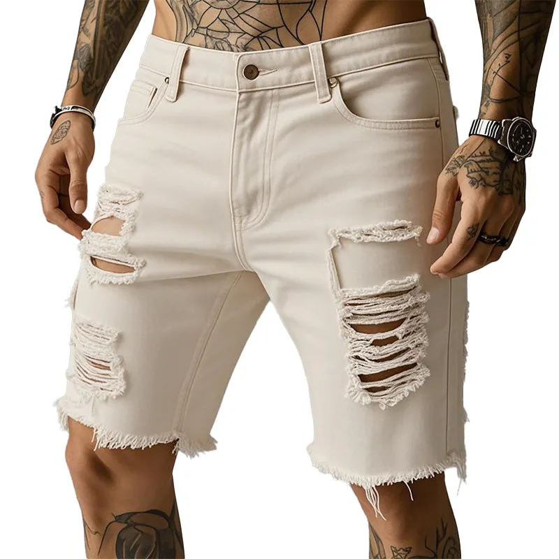 Men's Summer Cowboy Style Ripped Denim Shorts MTA2269E4P sold by Manly