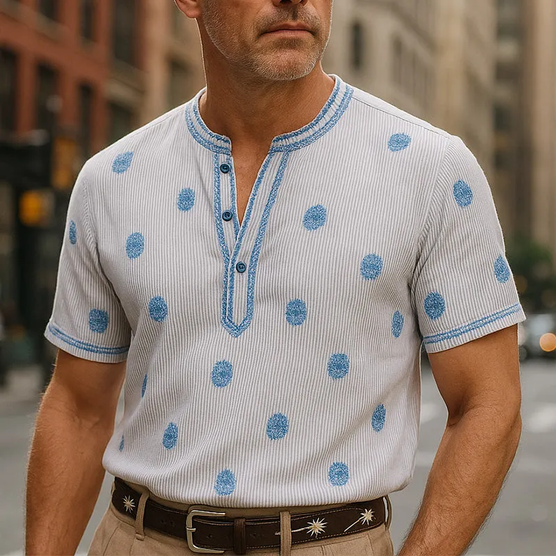 Men's Summer Fashion Solid Color Embroidery Cotton Blended Short Sleeve Shirt MTA2336E5P sold by Manly product image thumbnail 2