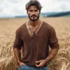 Men's Fashion Knit Hollow Out V Neck Long Sleeve Casual Sweater T-shirt MTA2162E8Z sold by Manly