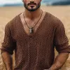 Men's Fashion Knit Hollow Out V Neck Long Sleeve Casual Sweater T-shirt MTA2162E8Z sold by Manly