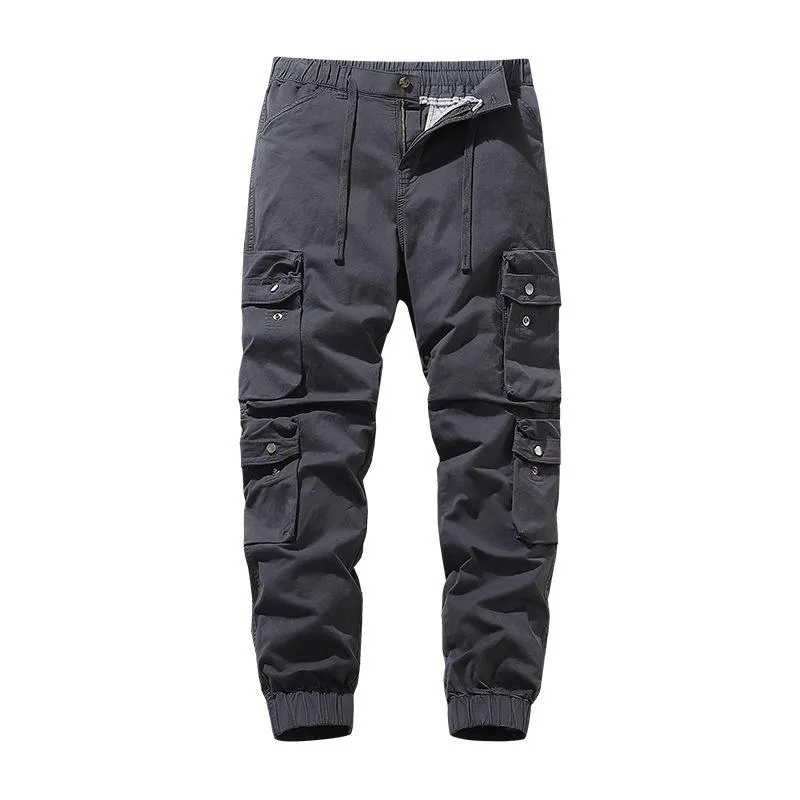 Men's Solid Color Multi-pocket Elastic Waist Cargo Pants 60235637Z sold by Manly product image thumbnail 5