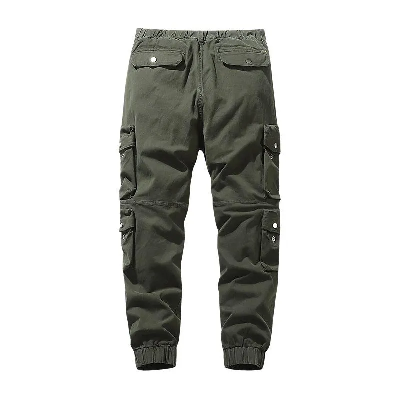 Men's Solid Color Multi-pocket Elastic Waist Cargo Pants 60235637Z sold by Manly product image thumbnail 2