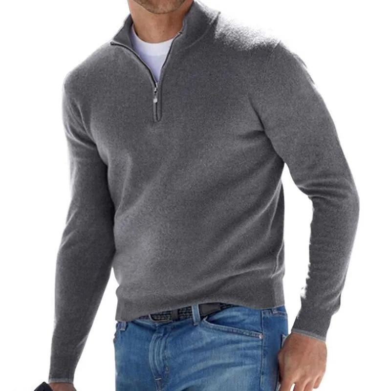 Men's Solid Color Zip Pullover Sweater 80501121X sold by Manly