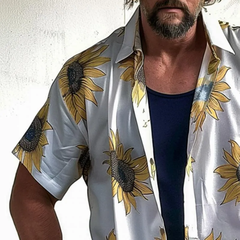 Men's Casual Beach Sunflower Print Shirt 95983075TO sold by Manly product image thumbnail 3
