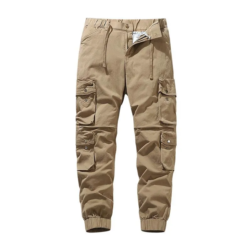 Men's Solid Color Multi-pocket Elastic Waist Cargo Pants 60235637Z sold by Manly product image thumbnail 3