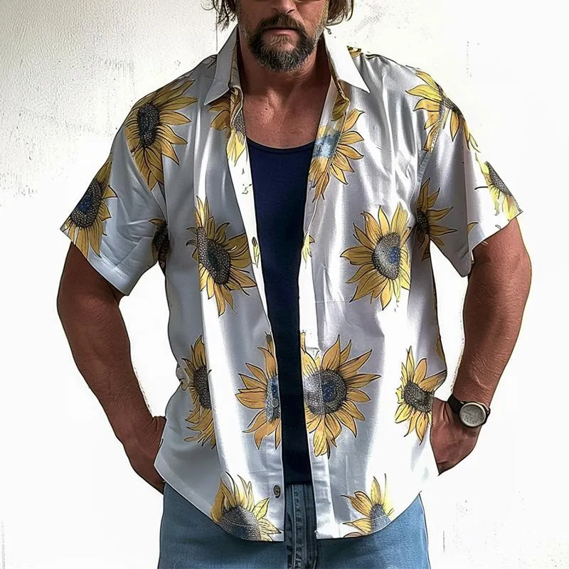 Men's Casual Beach Sunflower Print Shirt 95983075TO sold by Manly product image thumbnail 2