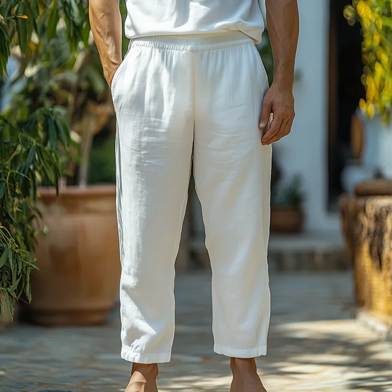 Men's Summer New Classic Casual Elastic Waist Loose Cotton And Linen Pants MTA2714E3K sold by Manly product image thumbnail 2