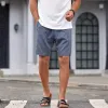 Men's New Summer Classic Casual Elastic Waist Loose Vertical Striped Cotton And Linen Shorts MTA2708E2K sold by Manly