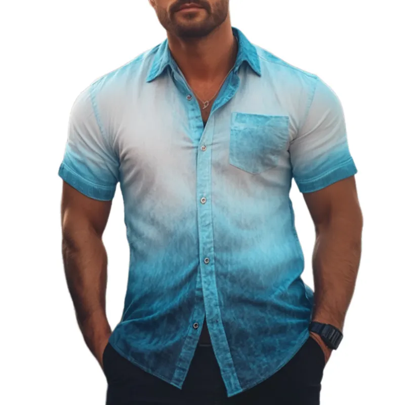 Men's Retro Casual Gradient Lapel Short Sleeve Shirt MTA2189E2TO sold by Manly