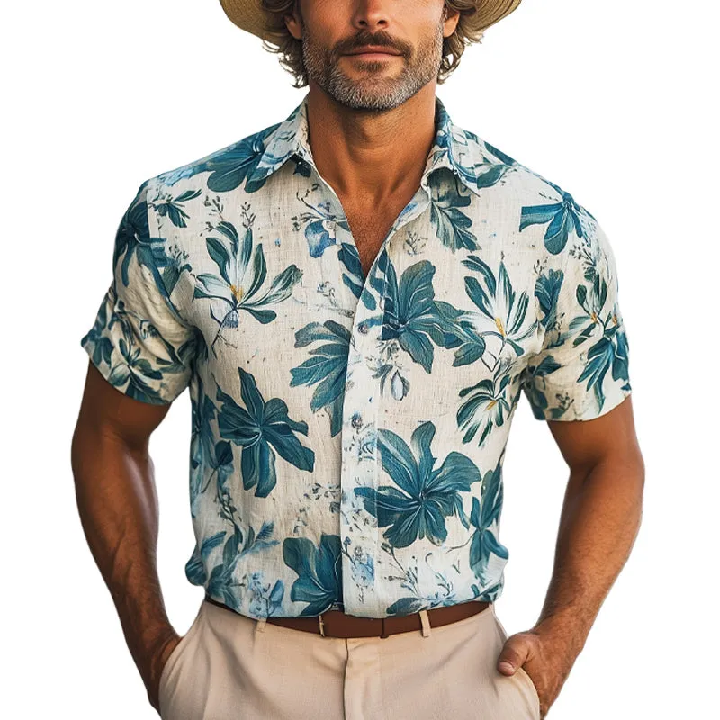 Men's Summer Casual Vacation Beach Print Short-Sleeved Shirt MTA2682E5U sold by Manly