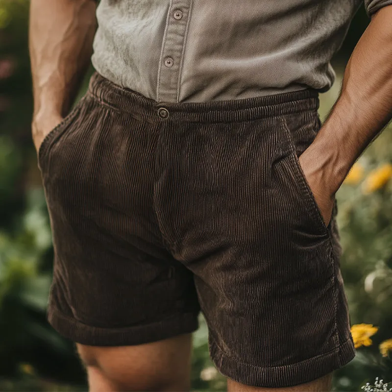 Men's Summer Basic Solid Color British Corduroy Shorts MTA2616E8U sold by Manly product image thumbnail 2