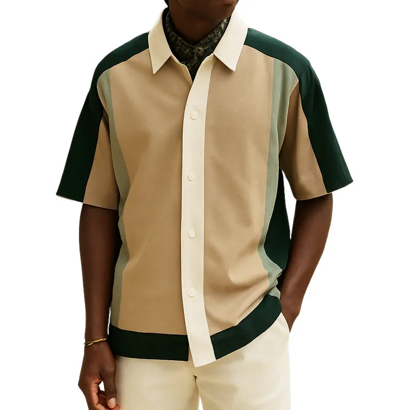 Men's Summer Fashion Color Matching Casual Short-Sleeved Shirt MTA2758E5U sold by Manly