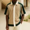 Men's Summer Fashion Color Matching Casual Short-Sleeved Shirt MTA2758E5U sold by Manly