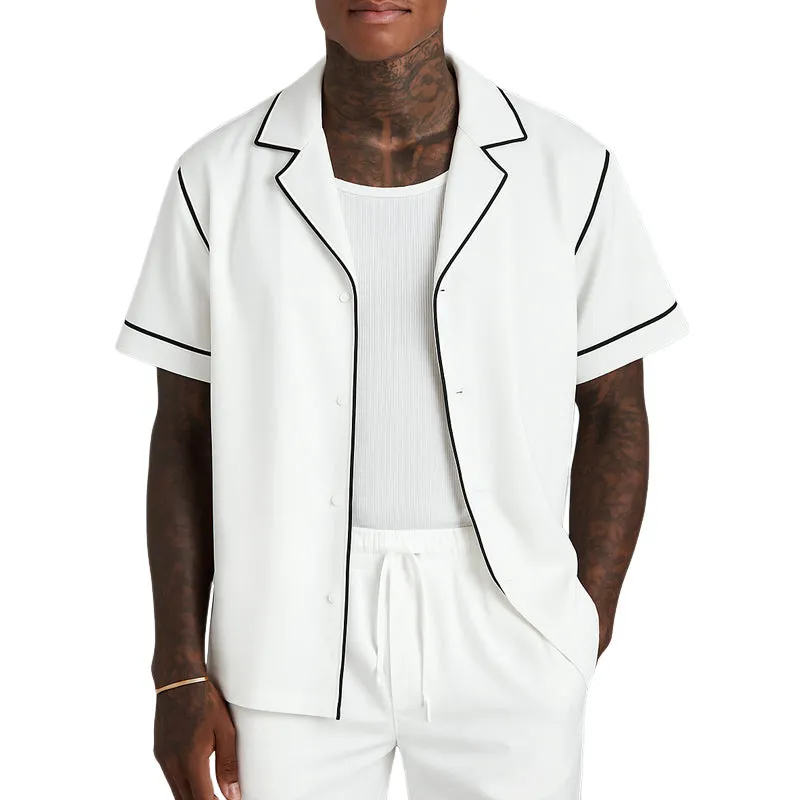 Men's Summer Notch Lapel Basic Short Sleeve Shirt MTA2776E1U sold by Manly