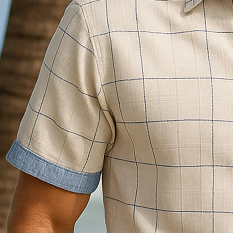 Men's Summer Fashion Simple Denim Patchwork Cotton Short Sleeve Shirt MTA2639E1P sold by Manly product image thumbnail 3