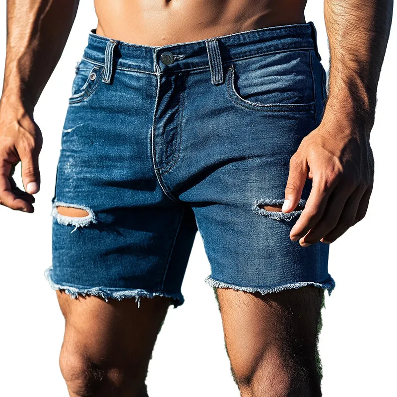 Men's Summer Fashion Washed Ripped Denim Shorts MTA2672E1P sold by Manly