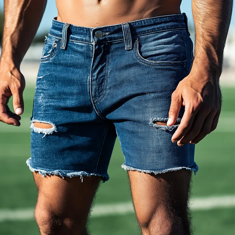 Men's Summer Fashion Washed Ripped Denim Shorts MTA2672E1P sold by Manly product image thumbnail 2