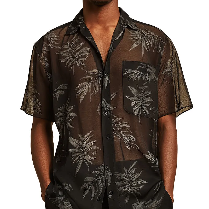 Men's Summer Cool Breathable Printed Organza Short Sleeve Shirt MTA2794E1P made by Manly