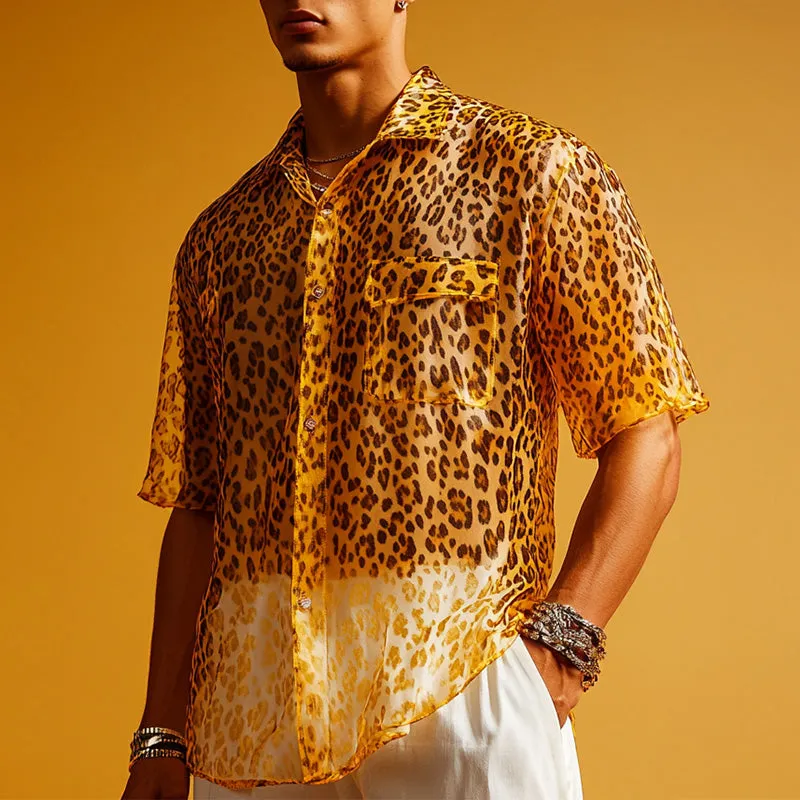 Men's Summer Cool Breathable Leopard Print Organza Short Sleeve Shirt MTA2770E8P sold by Manly product image thumbnail 2