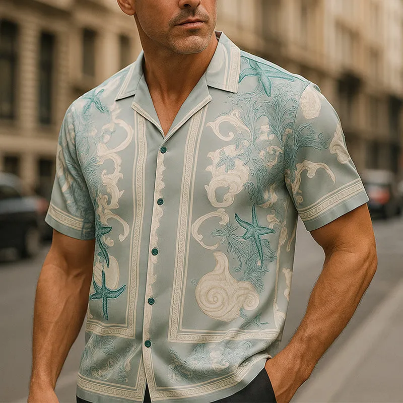 Men's Summer Fashion Cool Satin Printed Short Sleeve Shirt MTA2777E8P sold by Manly product image thumbnail 2