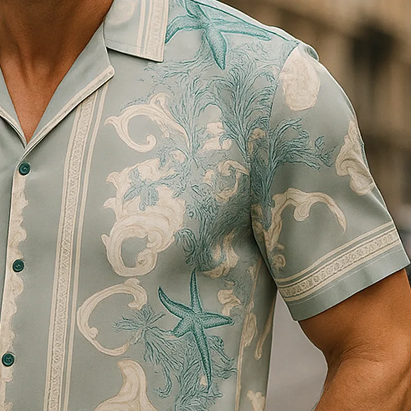 Men's Summer Fashion Cool Satin Printed Short Sleeve Shirt MTA2777E8P sold by Manly product image thumbnail 4