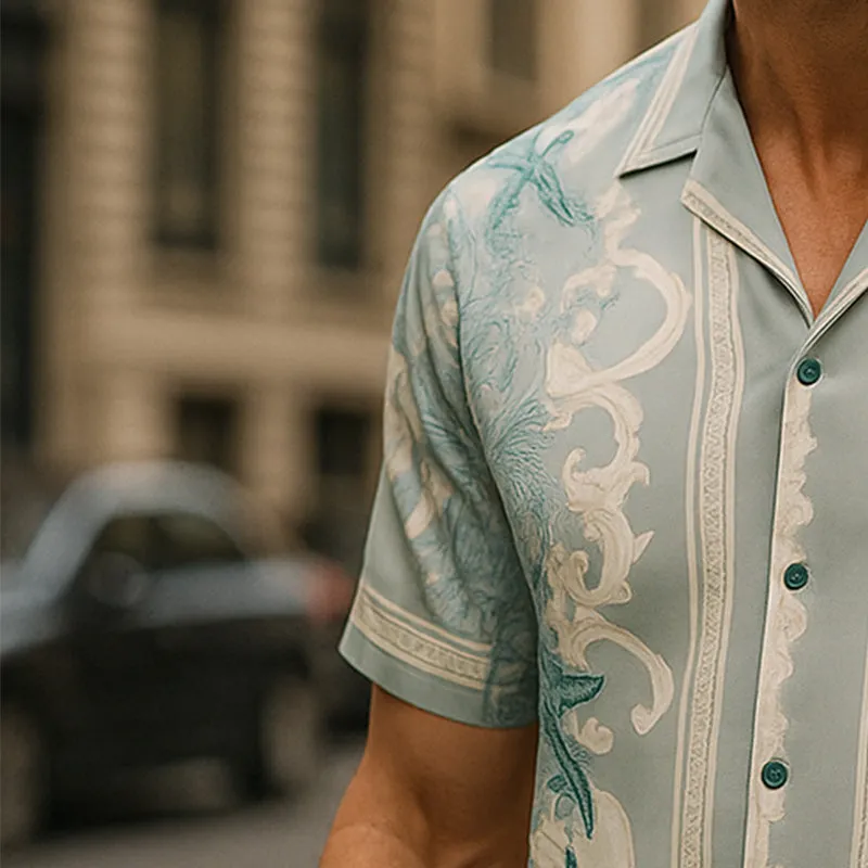 Men's Summer Fashion Cool Satin Printed Short Sleeve Shirt MTA2777E8P sold by Manly product image thumbnail 3