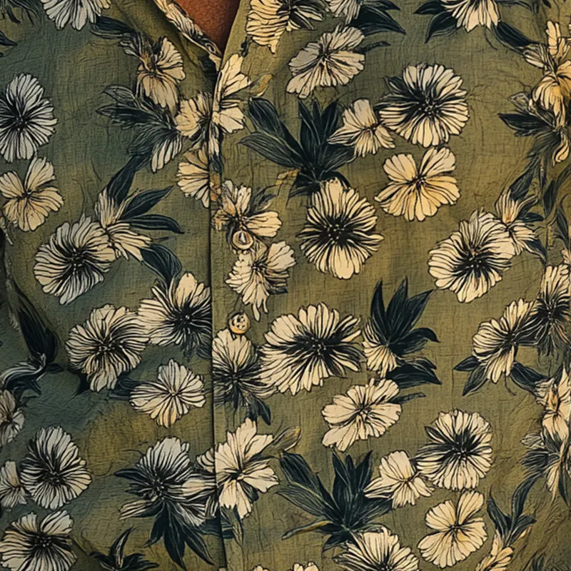 Men's Summer Fashion Breathable Printed Linen Short Sleeve Shirt MTA2733E2P sold by Manly product image thumbnail 3