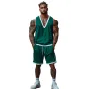 Men's Casual Colorblock Cotton V-Neck Tank Top Elastic Waist Shorts Sports Set MTA2659E1M sold by Manly