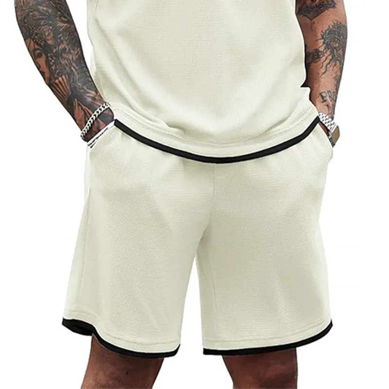 Men's Summer Fashion Casual Waffle Short-sleeved T-shirt Loose Shorts Set MTA2613E8K sold by Manly product image thumbnail 4