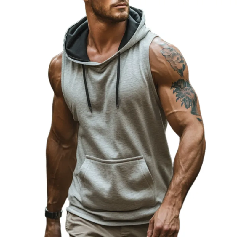 Men's Retro Casual Sports Hooded Tank Top MTA2176E9TO sold by Manly