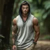 Men's Retro Casual Sports Hooded Tank Top MTA2167E6TO sold by Manly