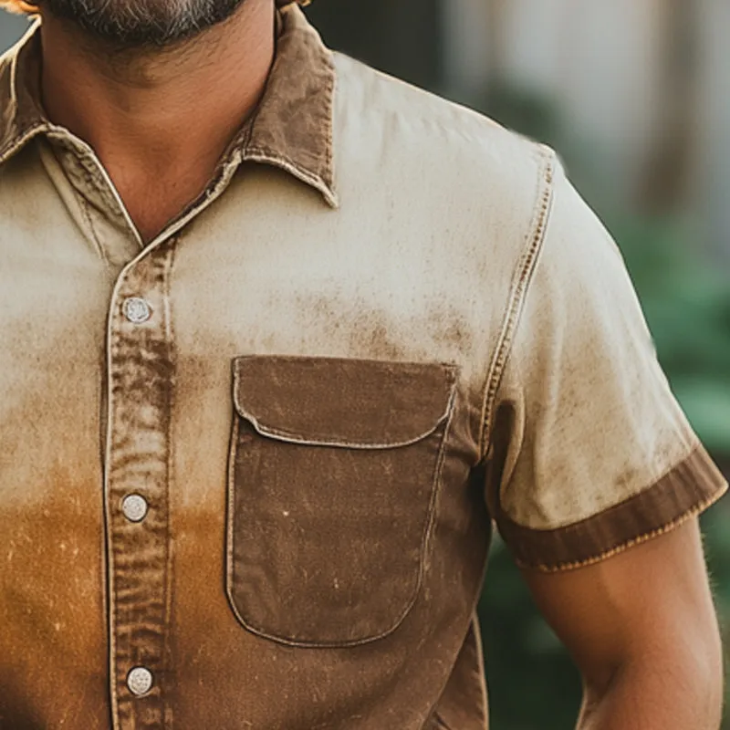 Men's Summer Fashion Gradient Print Short Sleeve Shirt MTA2652E6U sold by Manly product image thumbnail 3