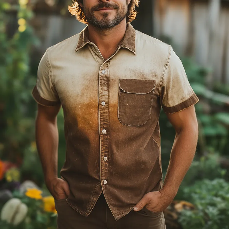 Men's Summer Fashion Gradient Print Short Sleeve Shirt MTA2652E6U sold by Manly product image thumbnail 2