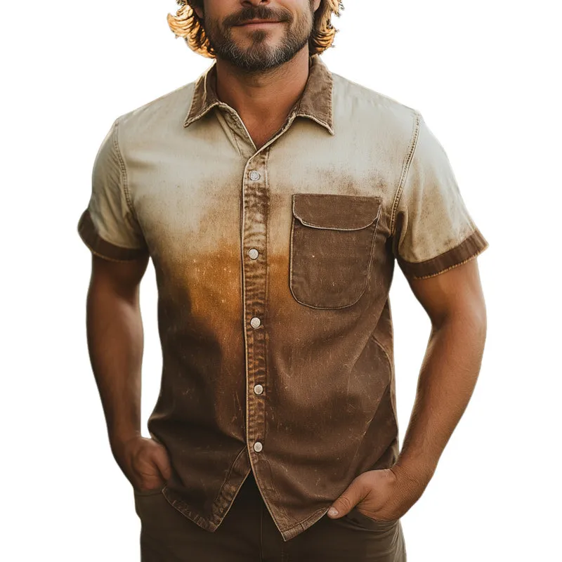 Men's Summer Fashion Gradient Print Short Sleeve Shirt MTA2652E6U sold by Manly