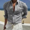 Men's Casual Striped Cotton Long Sleeve Lapel Shirt MTA2654E3X sold by Manly