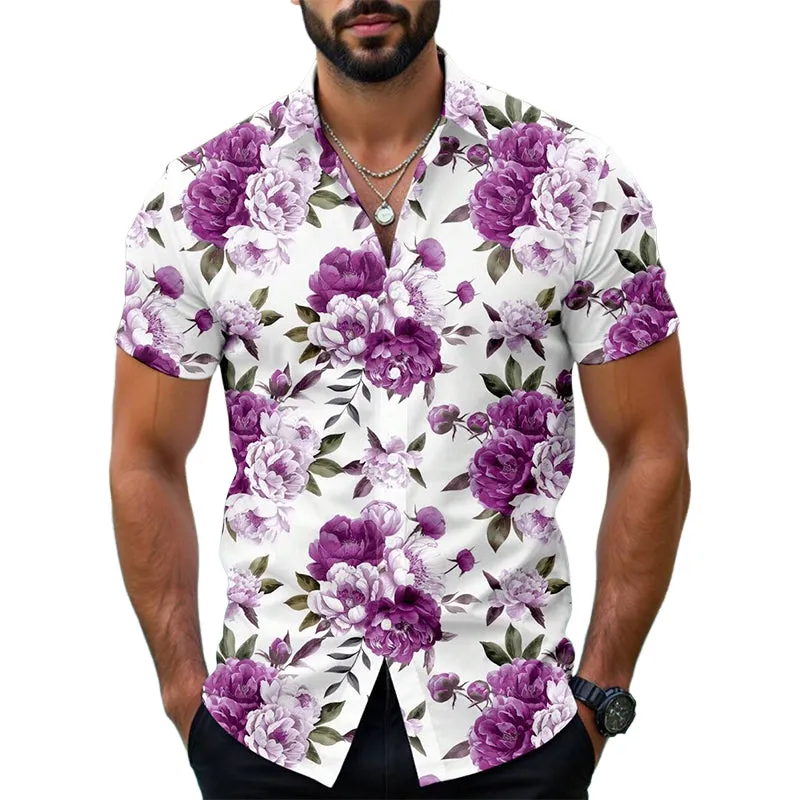 Men's Casual Floral Print Short Sleeve Lapel Shirt MTA2683E9X sold by Manly product image thumbnail 3