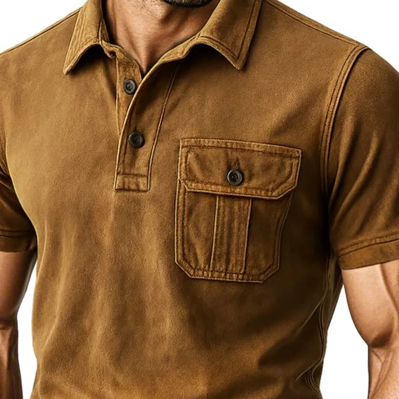 Men's Casual Cotton Pocket Short Sleeve POLO Shirt MTA2603E6X sold by Manly product image thumbnail 3